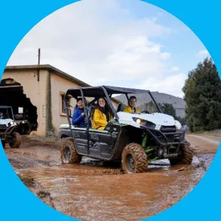 Participants on an off-road buggy ride